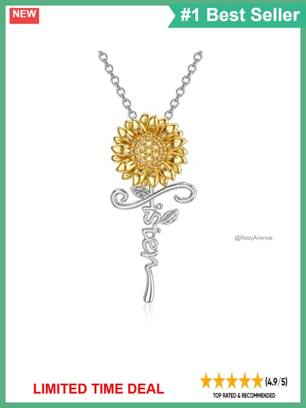 Sterling Silver Sunflower & Rose Butterfly Lotus Pendant Necklace 18in Sister